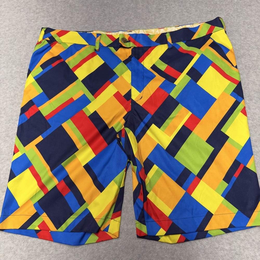 Loudmouth Shorts Mens 44 Multicolor Geometric Golf Chino Stretch 11in Colorful